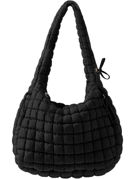 Handbags - Trendy Quilted Puffer Tote Bag for Women | Nylon Crossbody Hobo Purse, Large